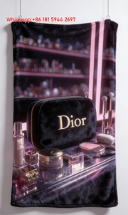 Dior Cosmetic Bag Pink Neon Beauty Counter Flannel Sofa Throw Blanket D269